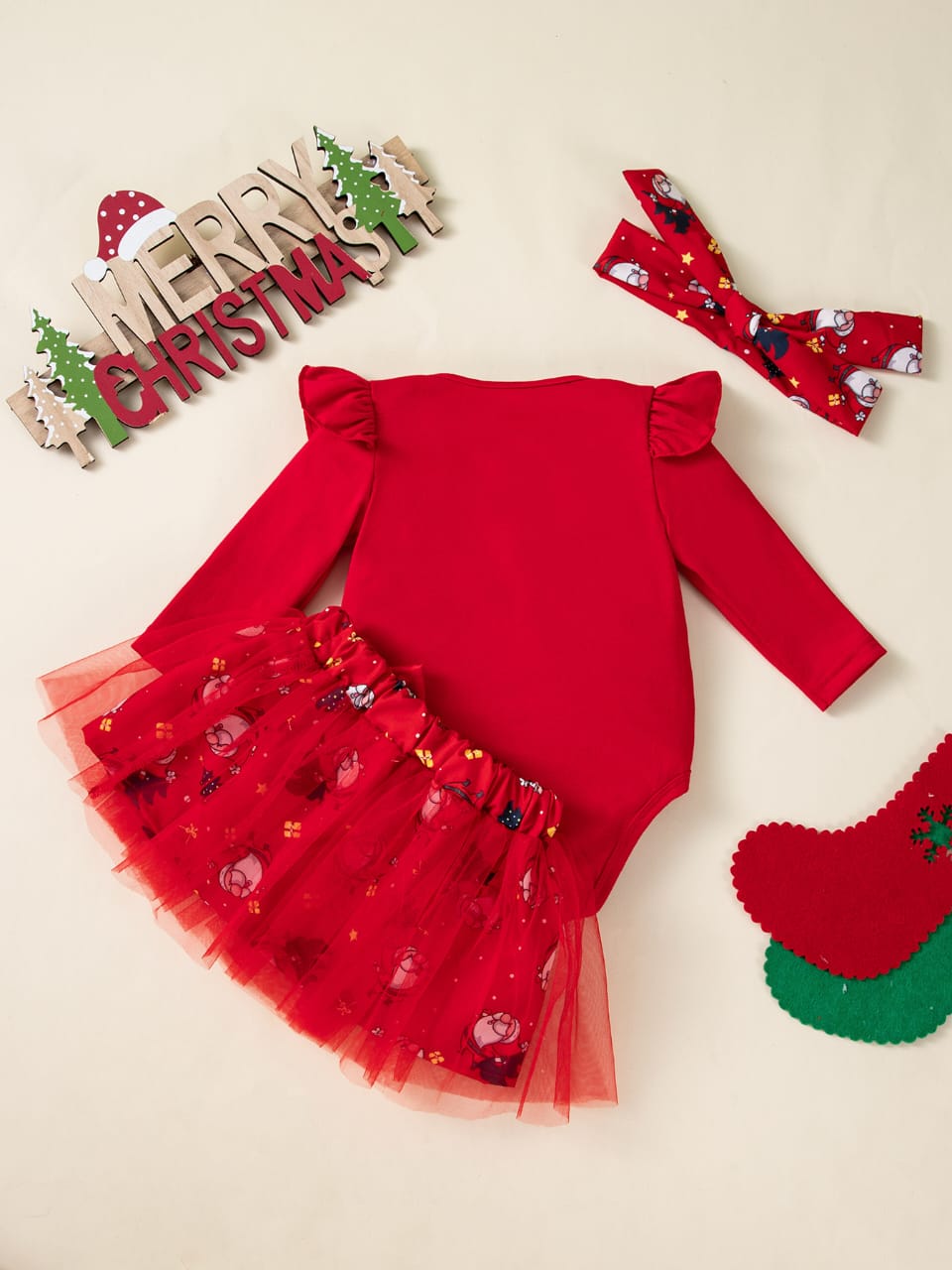 Merry Sparkle Christmas Set - Red Tulle & Onesie