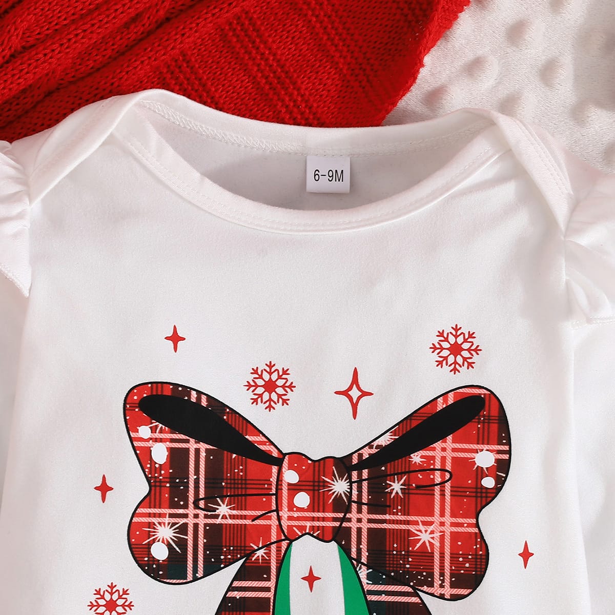 Plaid Cheer Bow Christmas Baby Set