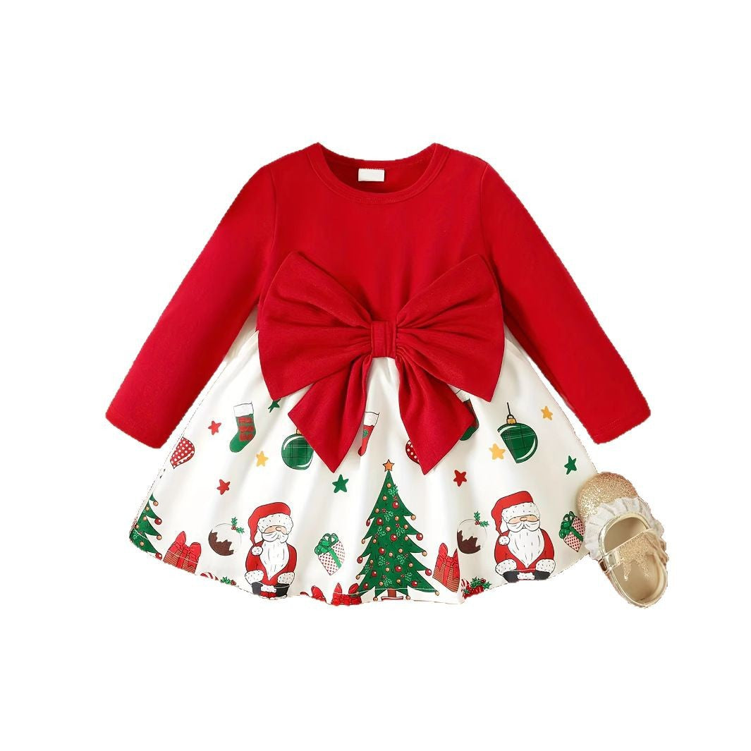 Santa's Storybook Twirl Bow Dress