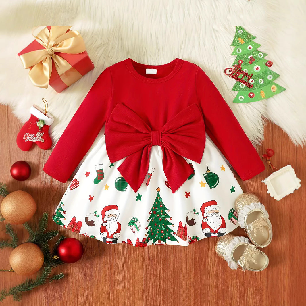 Santa's Storybook Twirl Bow Dress