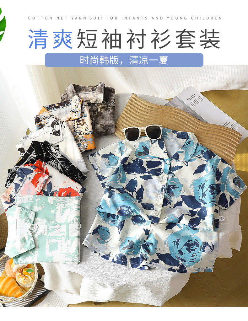 Print Parade Shirt and Shorts 2piece Set