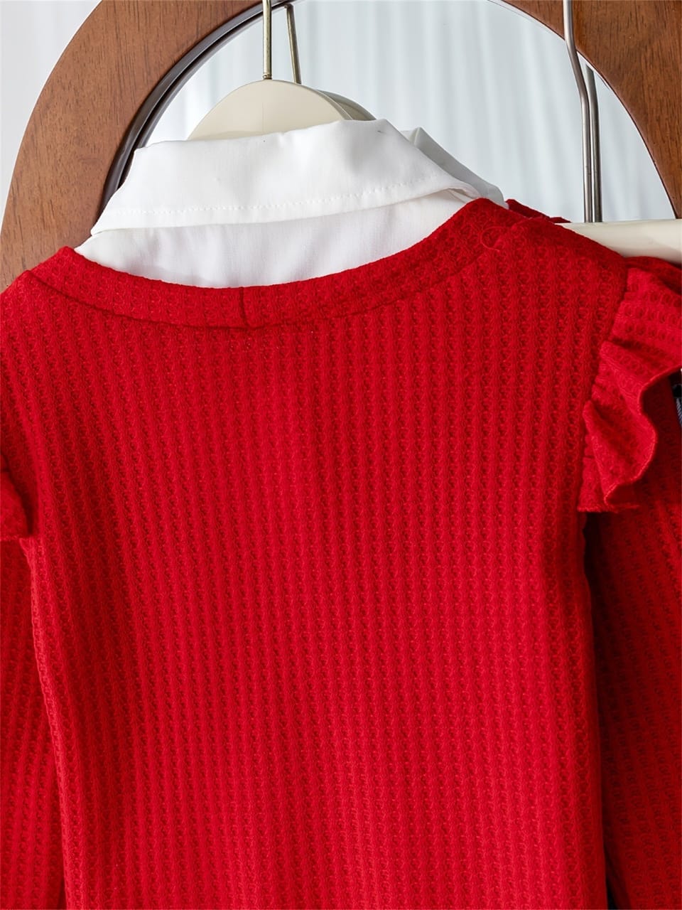 Cherry Pop Faux Denim and Patch Collar Top Set