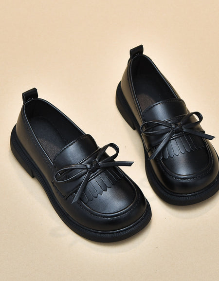 Ebony Fringe Bow Loafers