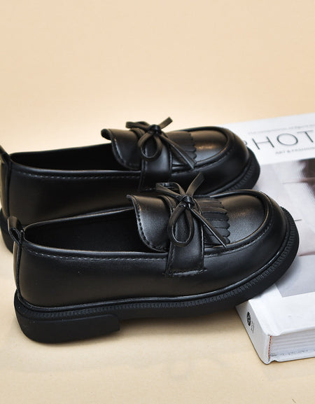 Ebony Fringe Bow Loafers