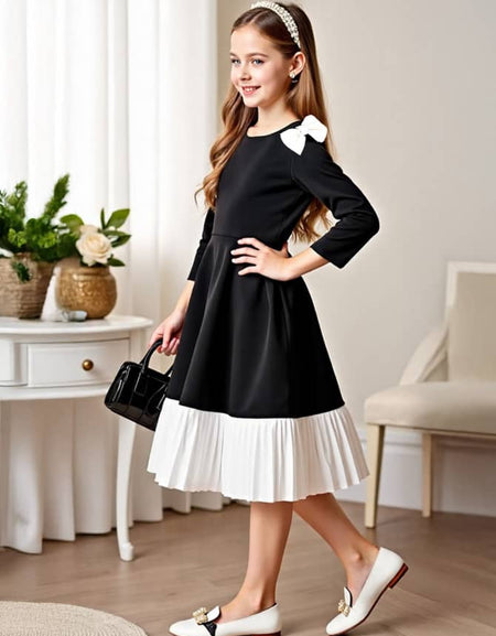 Pleated Hem Grace Bow Dress