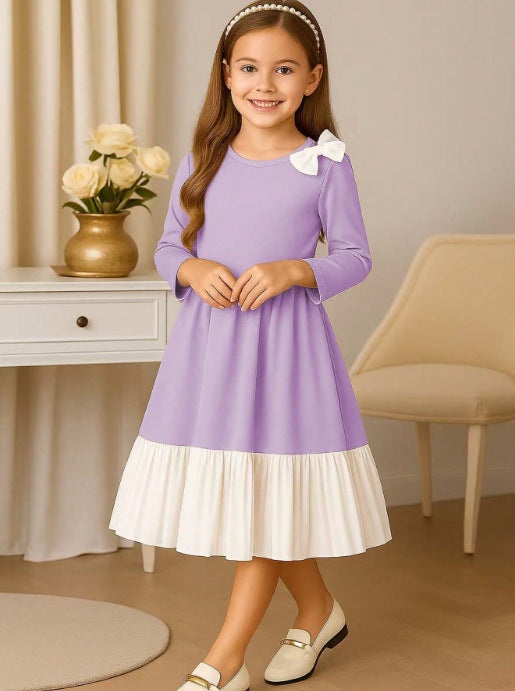 Pleated Hem Grace Bow Dress