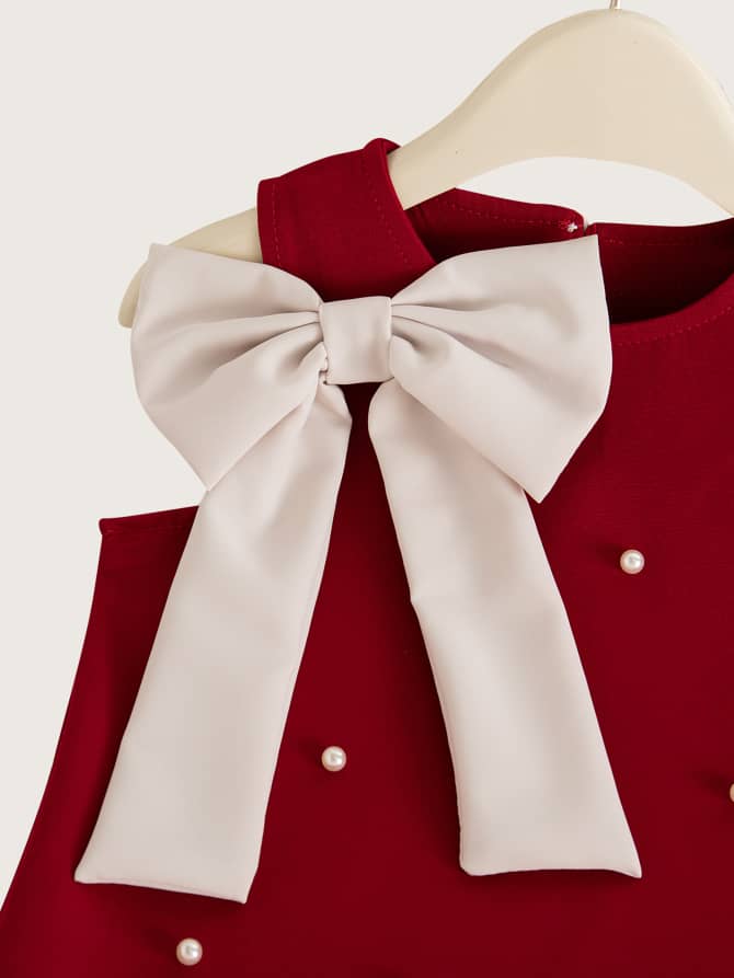 Polka Pop Ruffle & Bow Detailed Dress