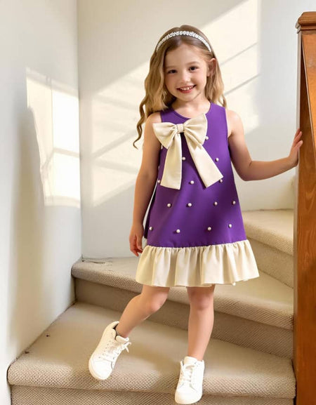 Polka Pop Ruffle & Bow Detailed Dress