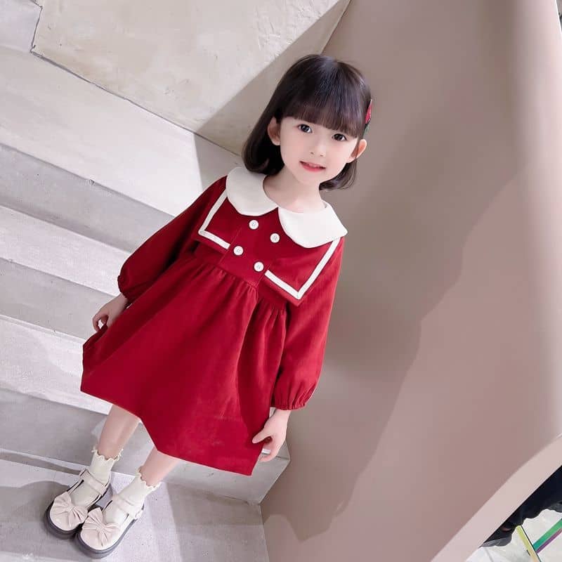 Layered Square Cape Button Day Dress