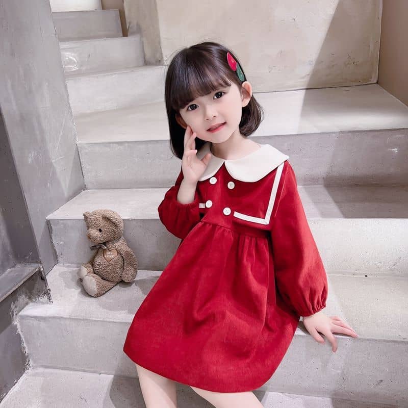 Layered Square Cape Button Day Dress