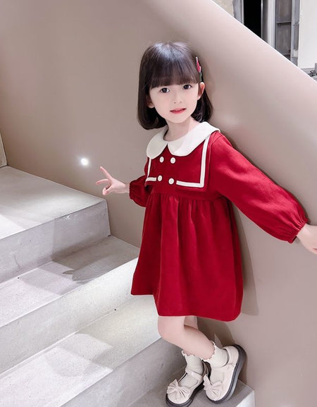 Layered Square Cape Button Day Dress