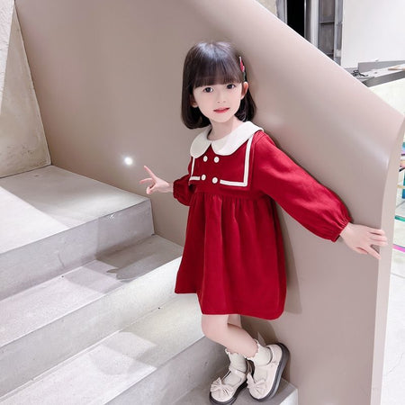 Layered Square Cape Button Day Dress