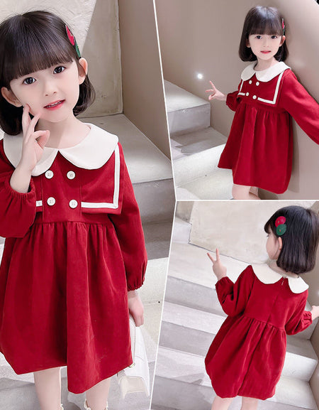 Layered Square Cape Button Day Dress