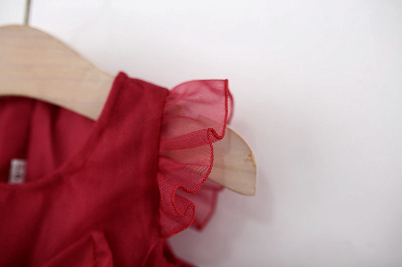 Baby Girl 3D Rose Flower Tulle Dress with Big Bow