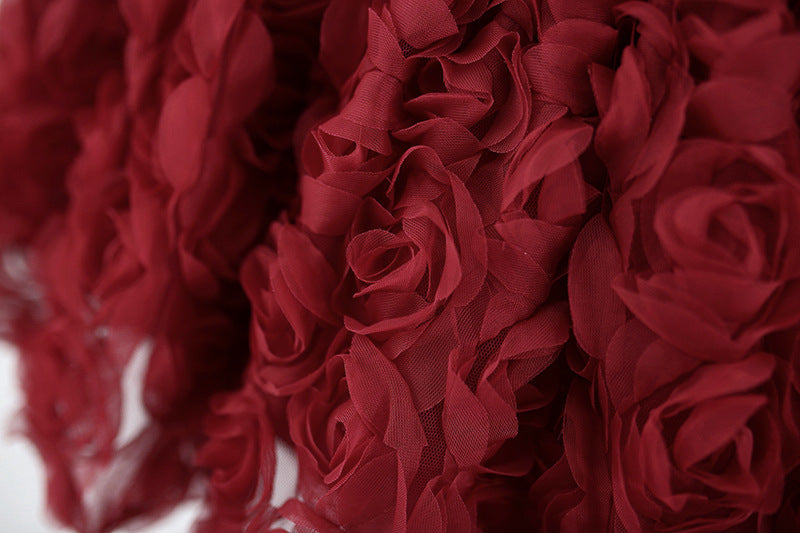 Baby Girl 3D Rose Flower Tulle Dress with Big Bow