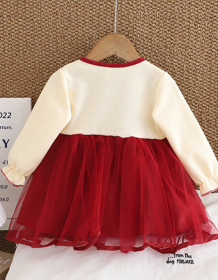 Long Sleeve Faux Cardigan Tutu Dress