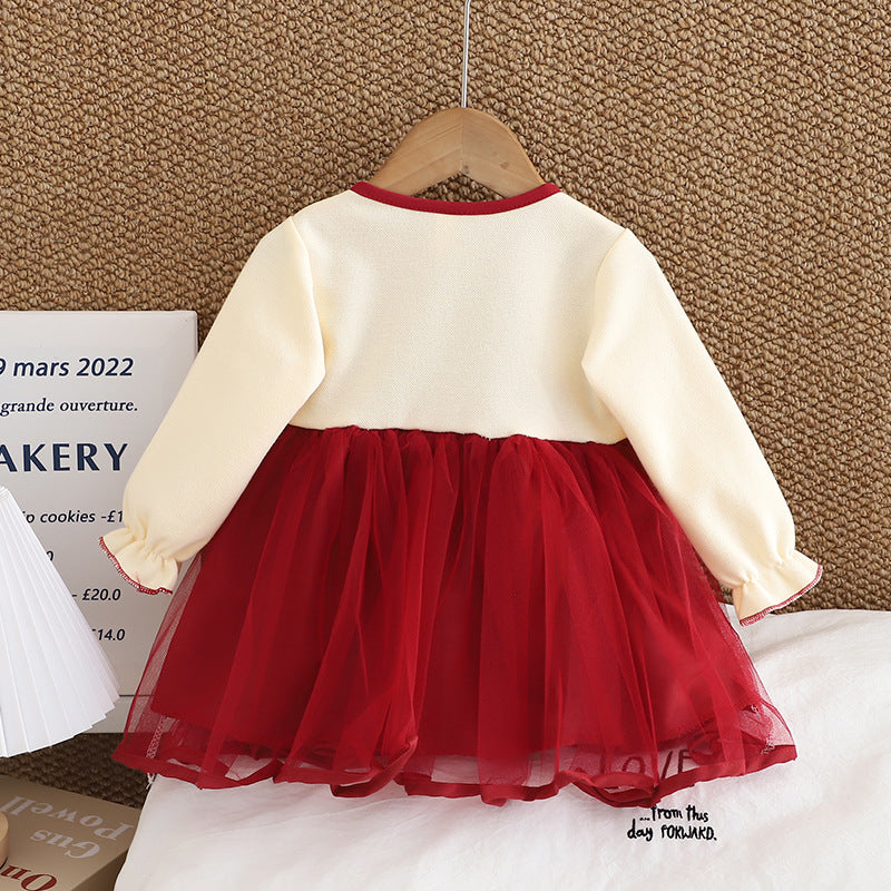 Long Sleeve Faux Cardigan Tutu Dress