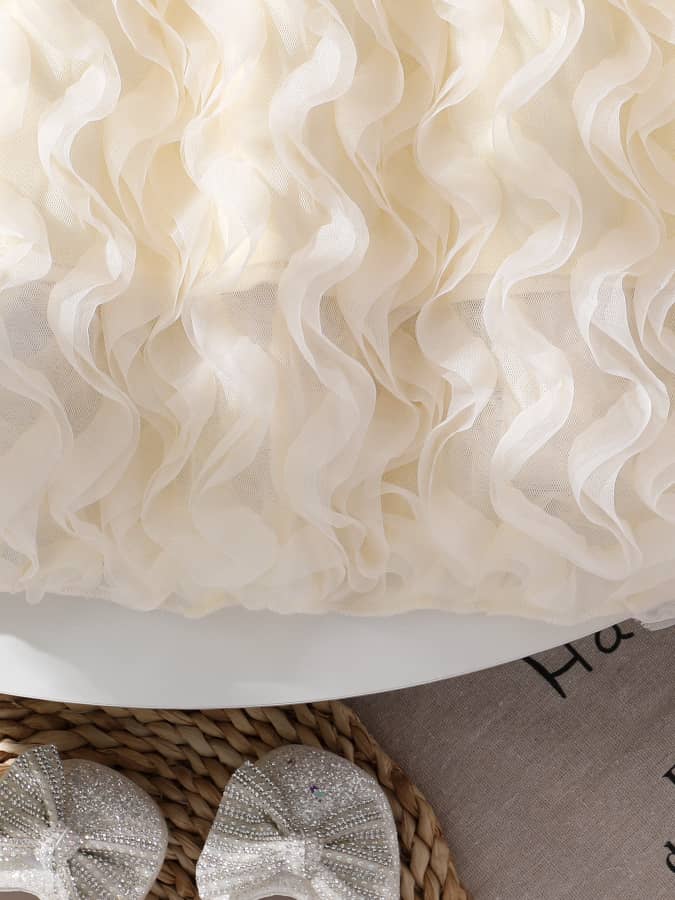 Cream Ruffles Wavy Loose Dress