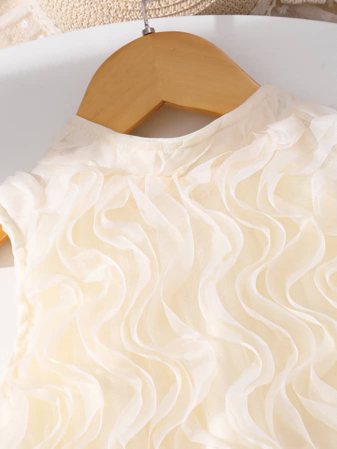 Cream Ruffles Wavy Loose Dress