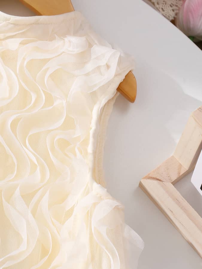 Cream Ruffles Wavy Loose Dress