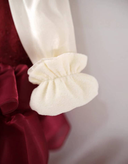 Merlot Organza Swirls Longsleeve Ballgown