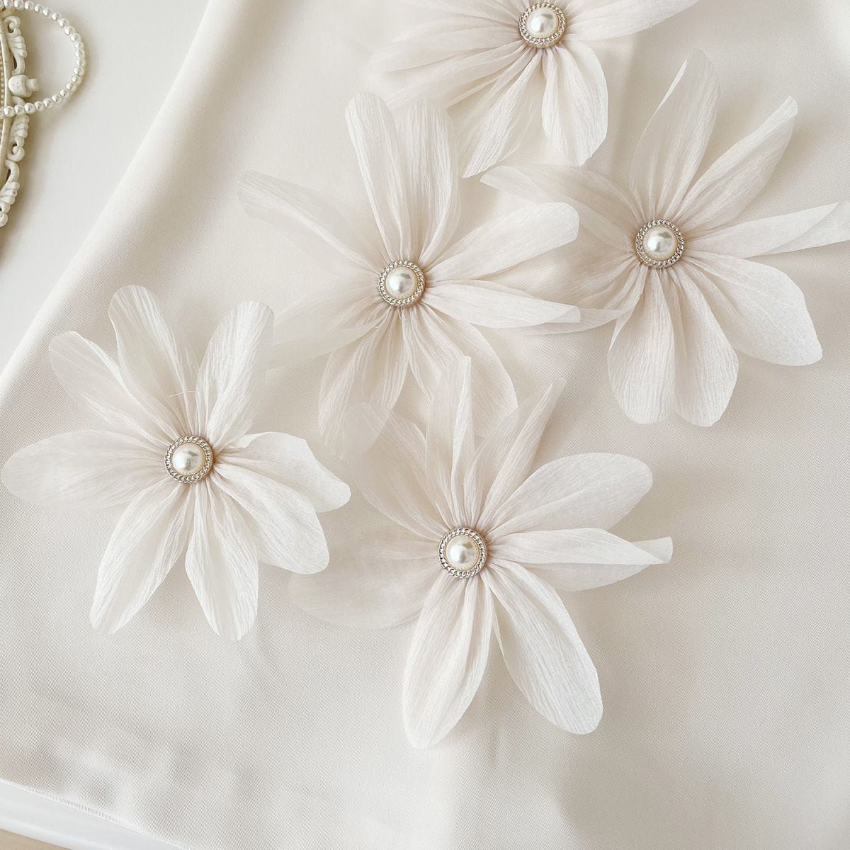 Pearl Flower Pleats Shoulder Dress