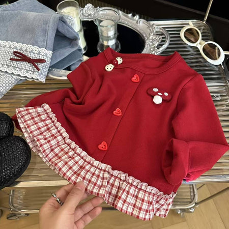 Mushroom Magic Ruffle Sweater Top