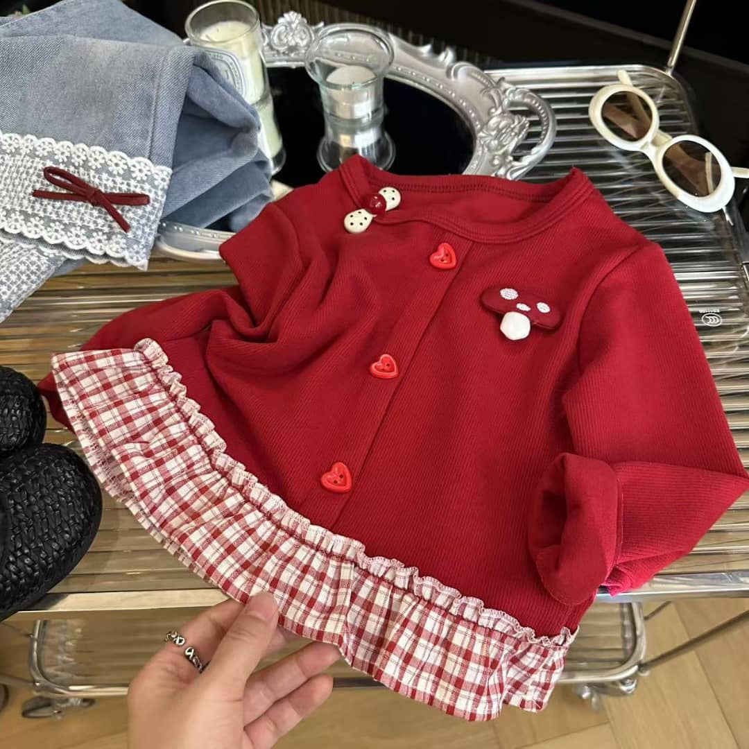 Mushroom Magic Ruffle Sweater Top