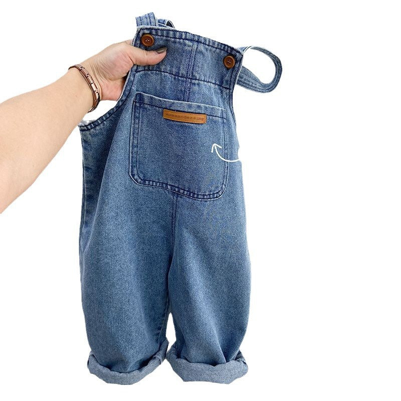 Leather Detail Toddlers Jeans Overalls / Dungarees