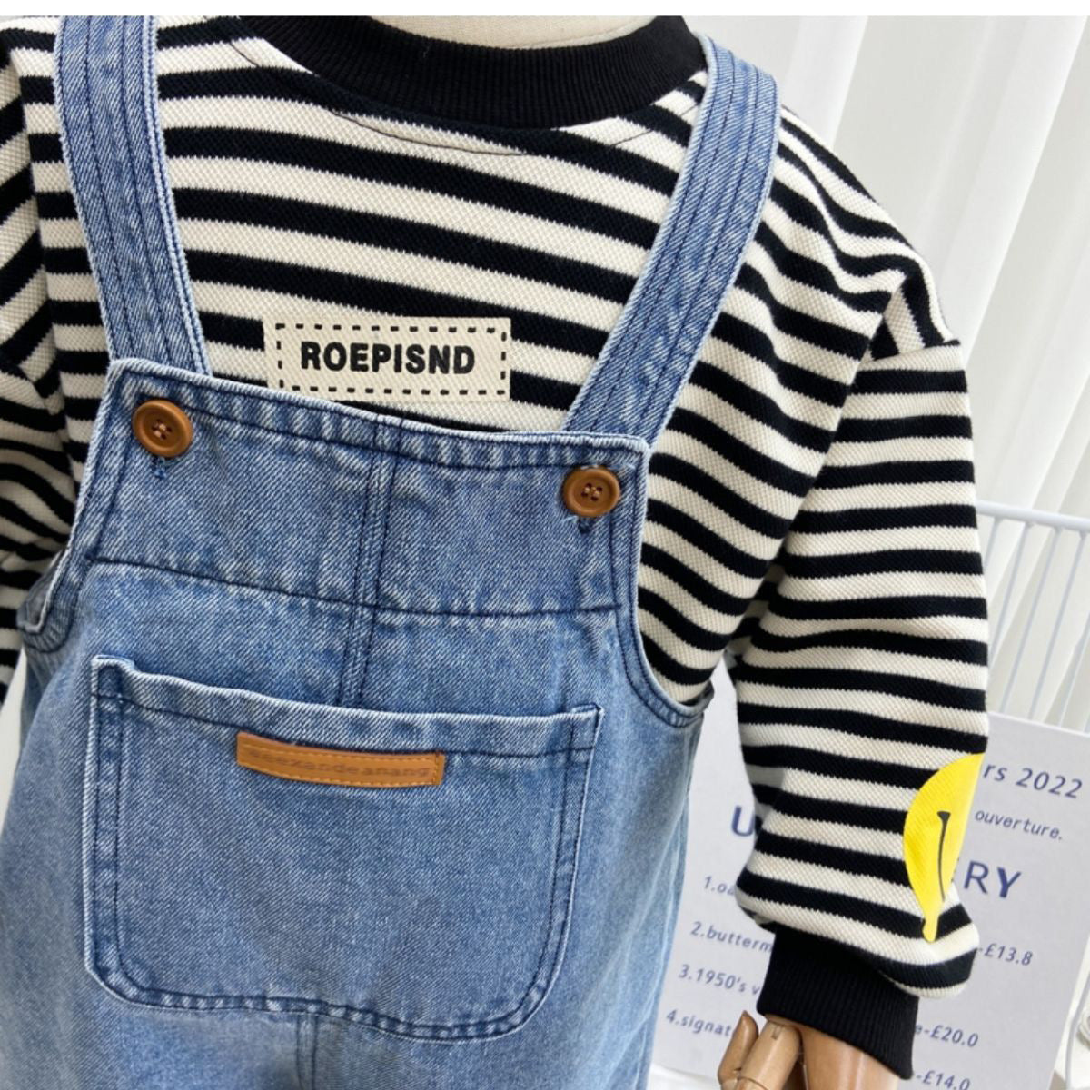 Leather Detail Toddlers Jeans Overalls / Dungarees