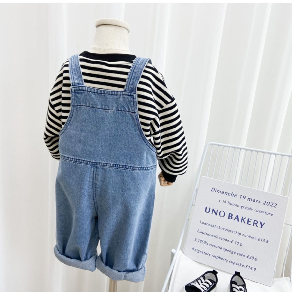 Leather Detail Toddlers Jeans Overalls / Dungarees