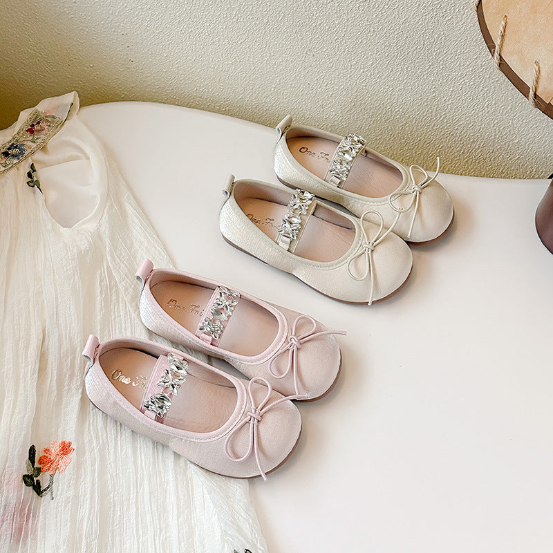 Luxe Crystal  Blush Bow Ballet Flats