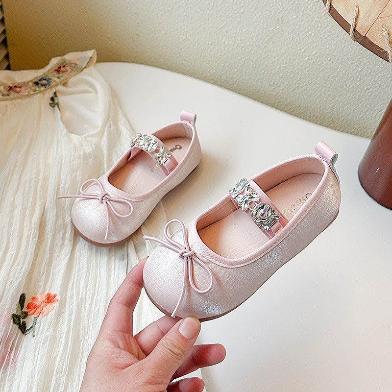 Luxe Crystal  Blush Bow Ballet Flats