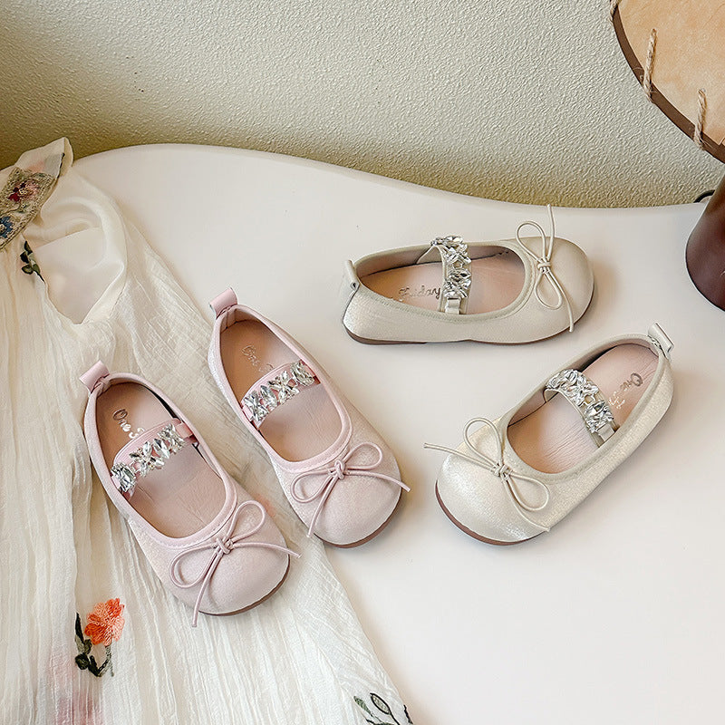 Luxe Crystal  Blush Bow Ballet Flats