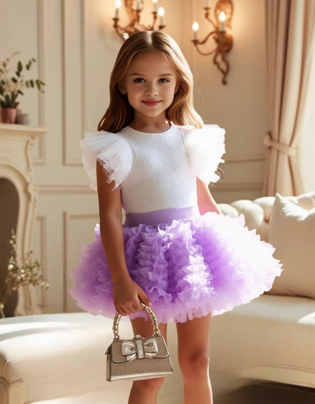 Lavender Dream Tulle Sleeve 2‑Piece Set