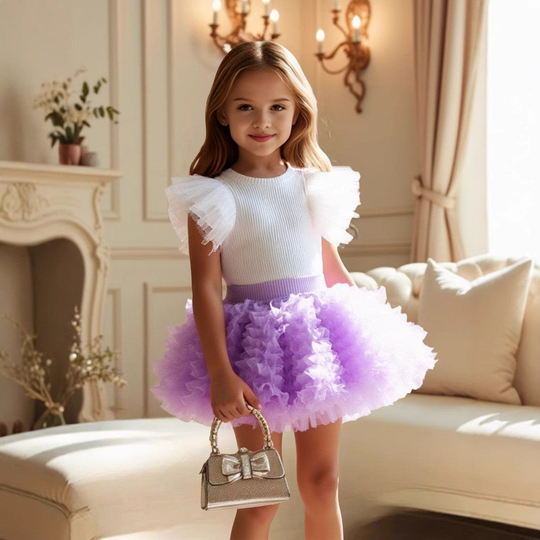 Lavender Dream Tulle Sleeve 2‑Piece Set