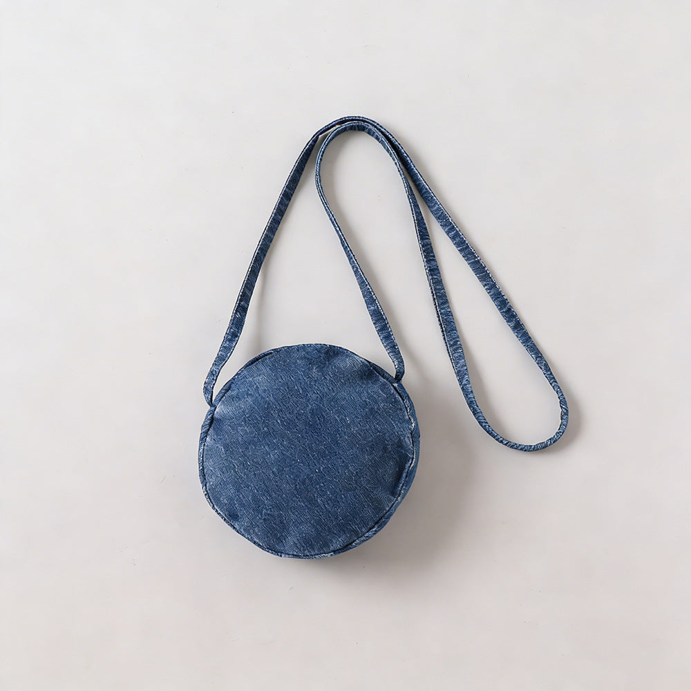 Denim Blossom A-Line Dress with Purse