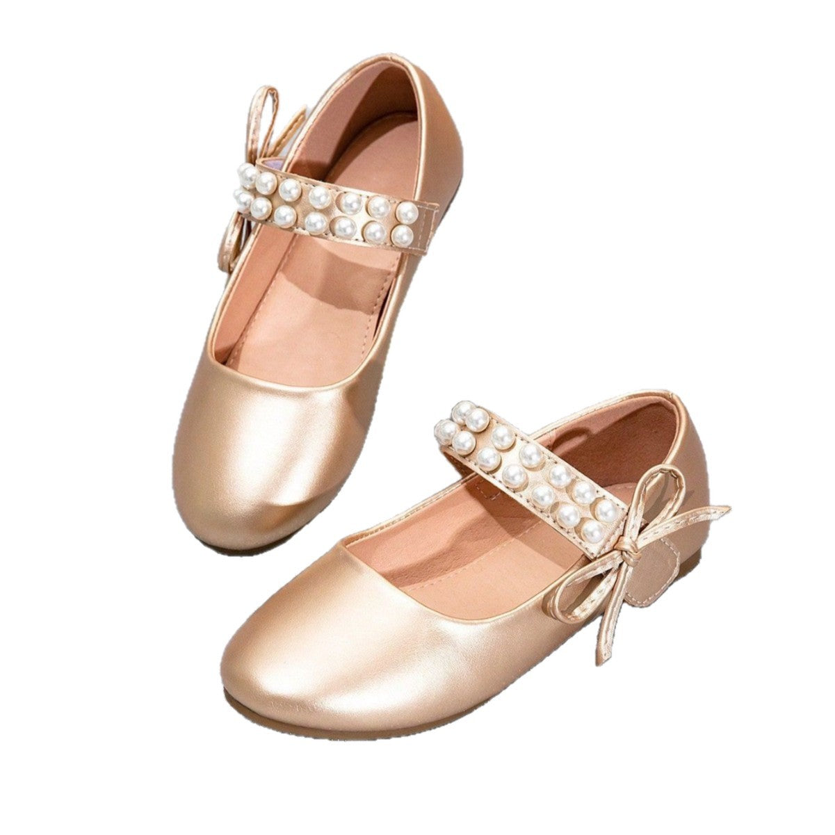 The Stella Pearl Mary Janes Flats – Champagne Gold