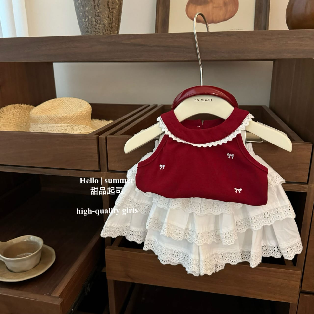 Peter Pan Collared Top and Lacey Layered Skirt