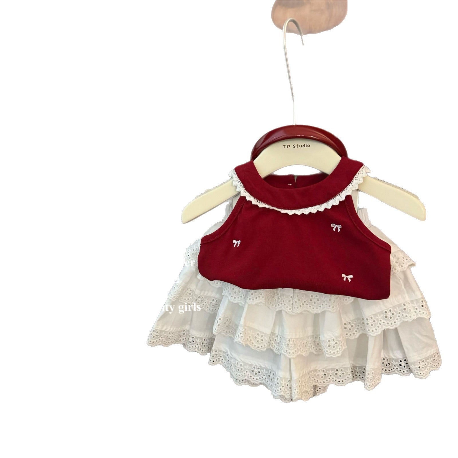 Peter Pan Collared Top and Lacey Layered Skirt