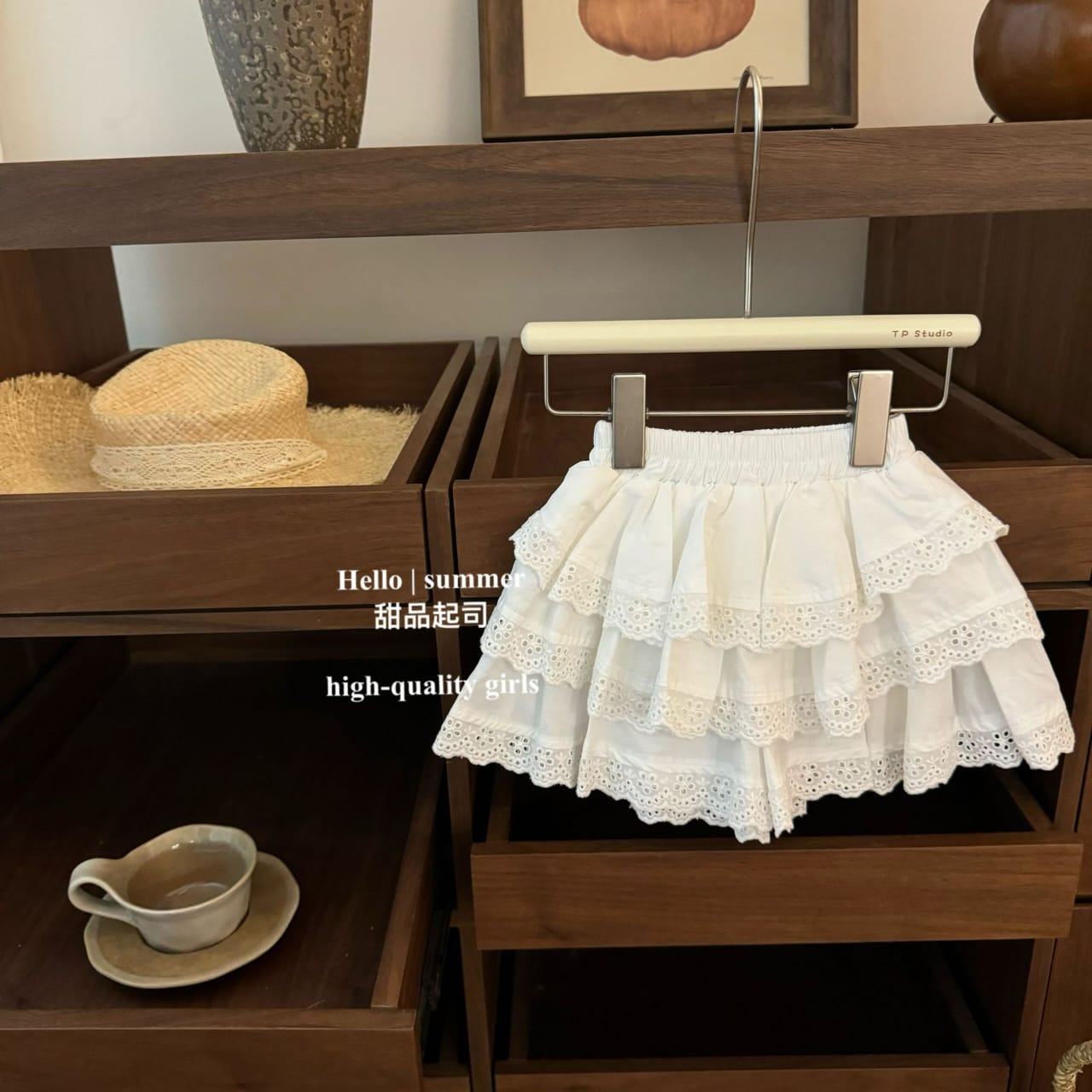 Peter Pan Collared Top and Lacey Layered Skirt