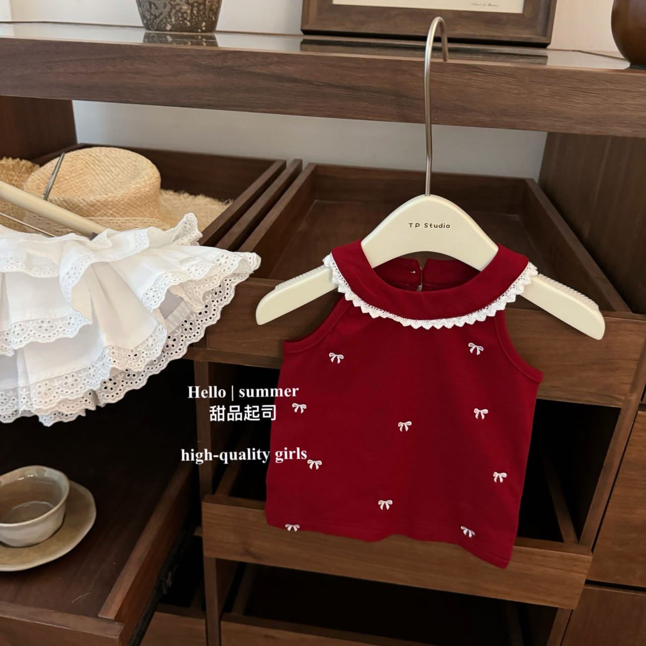 Peter Pan Collared Top and Lacey Layered Skirt