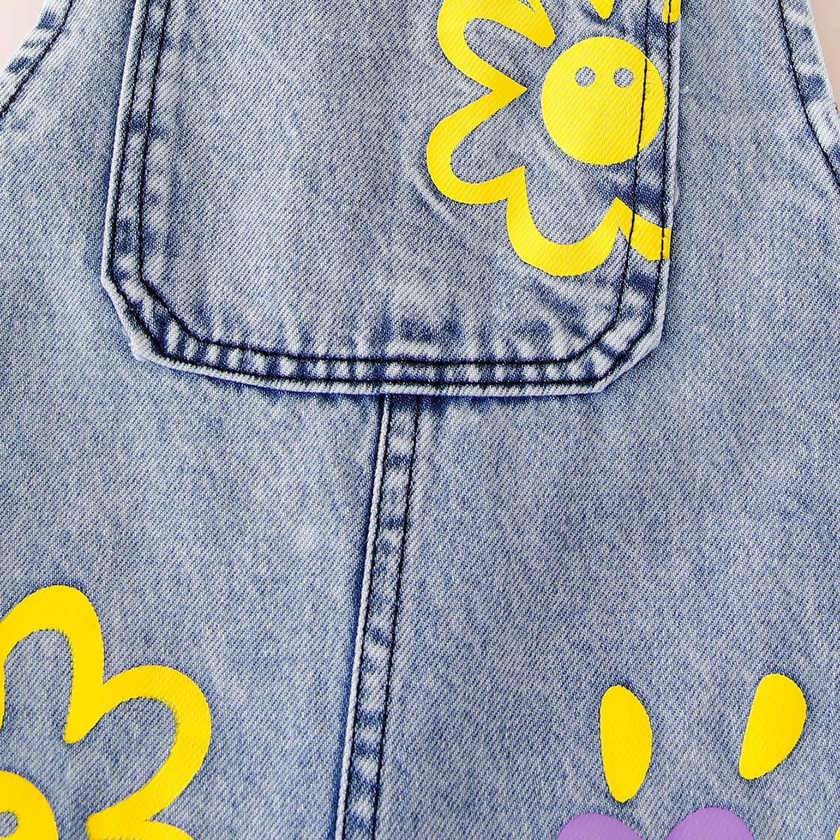 Rainbow Bloom Denim Overalls / Dungarees