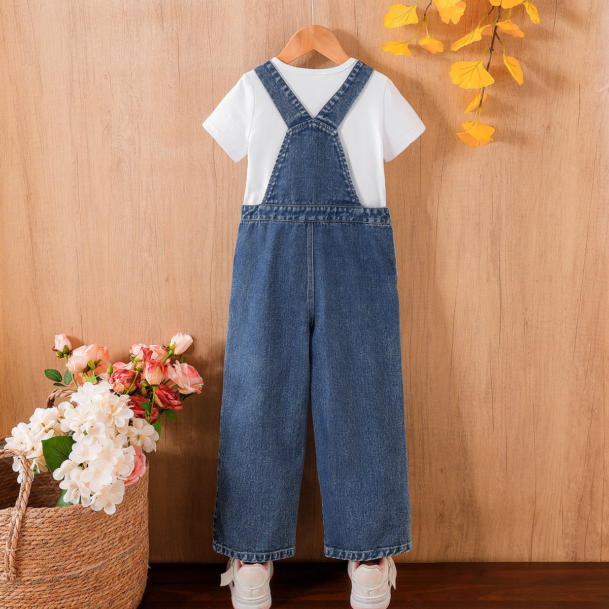 Little Bows Classic Denim Dungaree Set