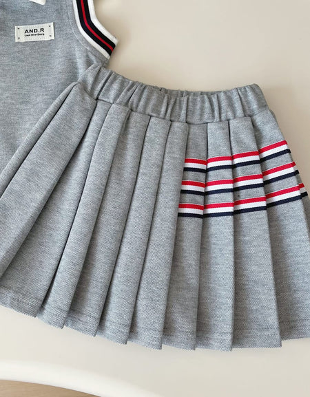 Classic Varsity Sleeveless Polo & Pleated Skirt Set