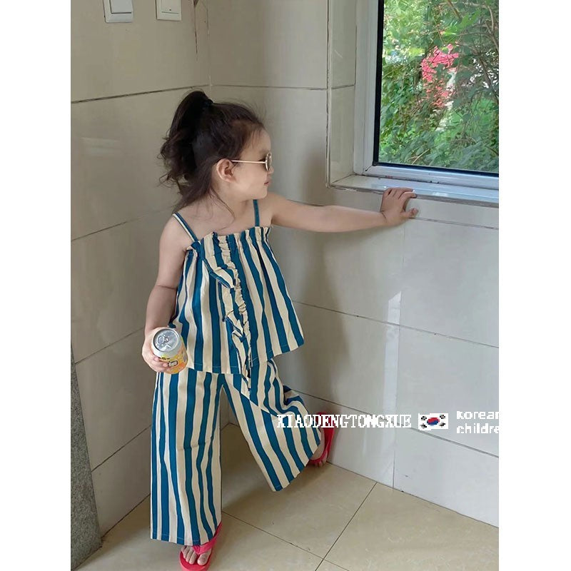Blue Breeze Stripe Two‑Piece Set