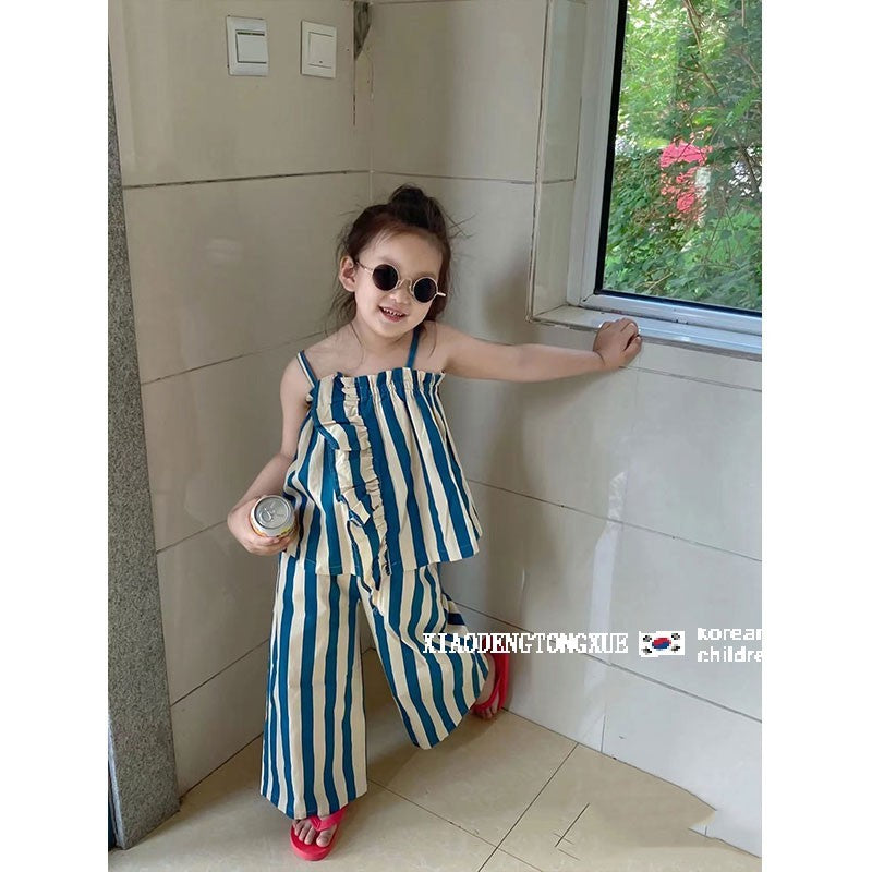 Blue Breeze Stripe Two‑Piece Set