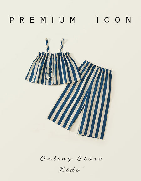 Blue Breeze Stripe Two‑Piece Set