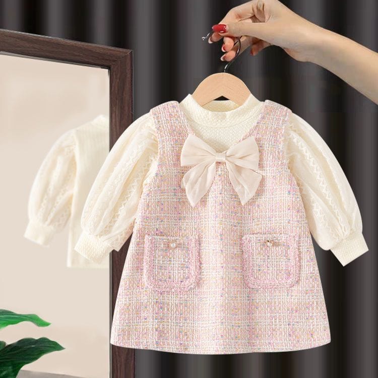 Blush Tweed Bow Two‑Piece Set