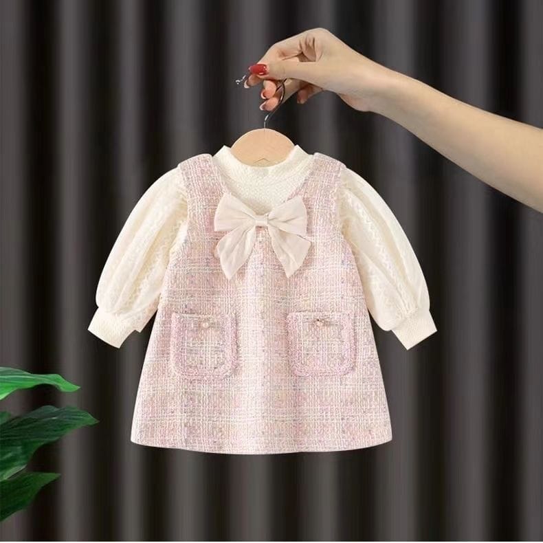 Blush Tweed Bow Two‑Piece Set